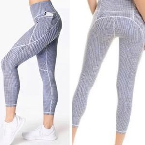 Sweaty Betty sz L Full Length Power Blue Dot Leggings